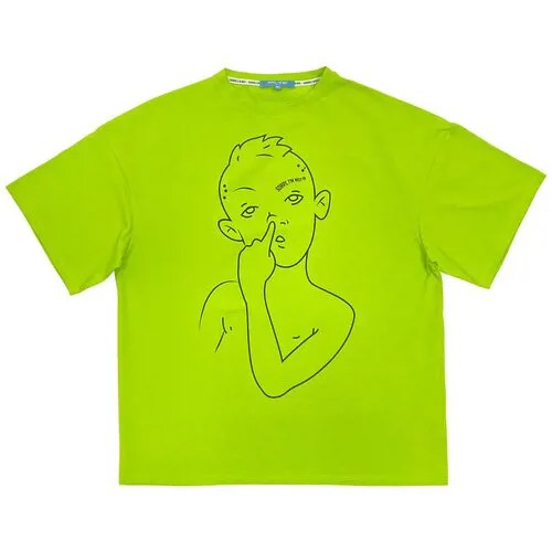 Футболка SORRY, I'M NOT™ OVERTHINKING, oversize unisex., цвет зеленый, размер XS