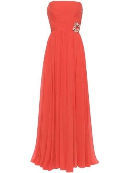 Elie Saab шелковое платье с кристаллами, красный