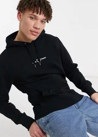 Черный свитшот с вышивкой и капюшоном Fred Perry