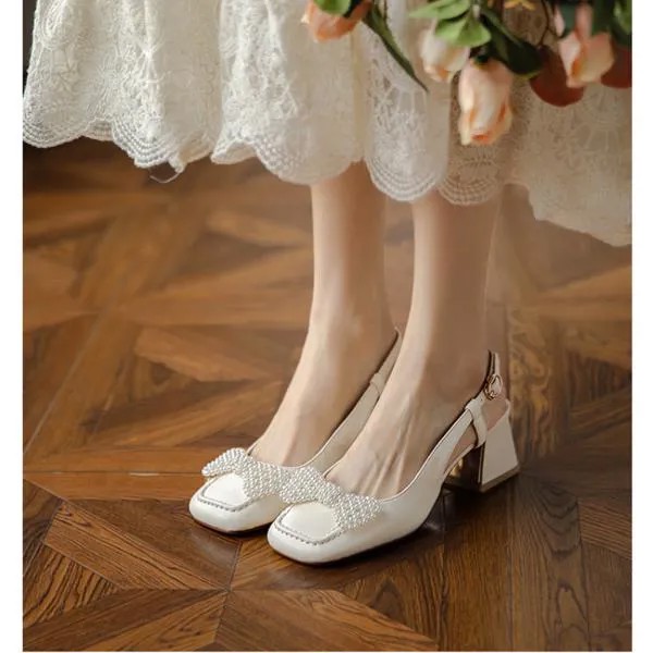 Сандалии Baotou женские с квадратным носком, модные босоножки на толстом каблуке, туфли без задника, корейский стиль, пряжка, лето