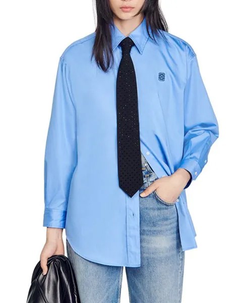 Рубашка оверсайз с тмином Sandro, цвет Blue