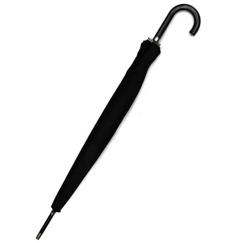 Зонт трость женский антиветер 24 спицы кожаная ручка черный