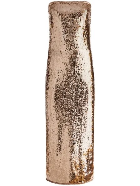Alice + olivia платье макси Fifi с пайетками, золотистый
