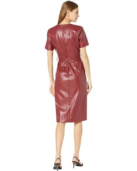 Платье Bardot Vegan Leather Midi Wrap Dress, бордовый