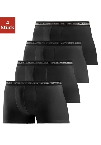 AUTHENTIC UNDERWEAR Боксеры (упаковка, 4 шт.), черный тканый пояс с надписью-логотипом, черный