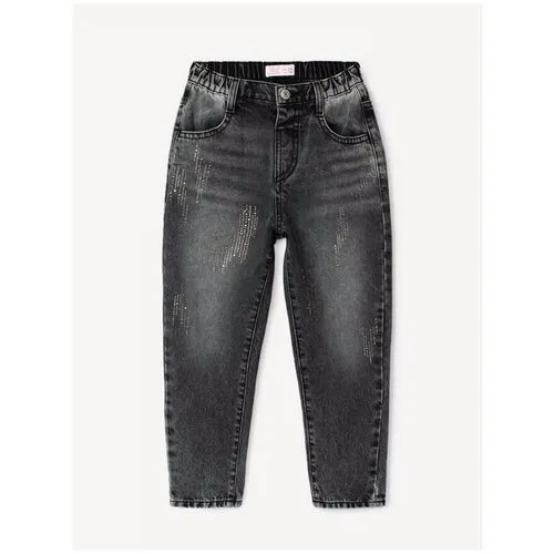 Чёрные джинсы Loose со стразами для девочки Gloria Jeans, размер 18-24мес/92