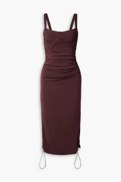 Платье миди из эластичного джерси Doric со сборками DION LEE, бордовый