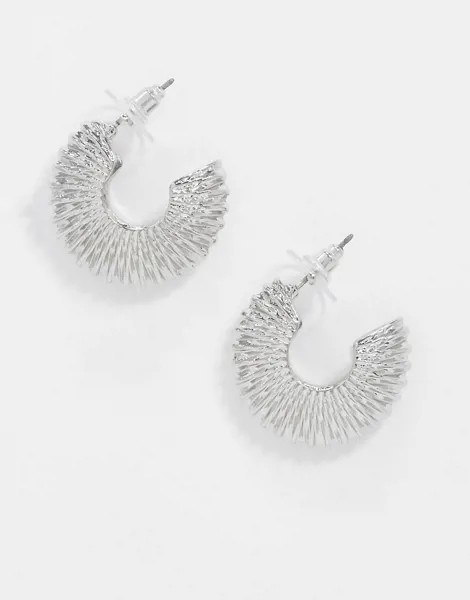 Серебристые серьги-кольца с фактурной отделкой ASOS DESIGN-Серебряный
