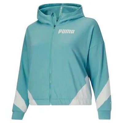 Puma Train Logo FullZip Hoodie Plus Женские синие пальто Куртки Верхняя одежда 670471-6