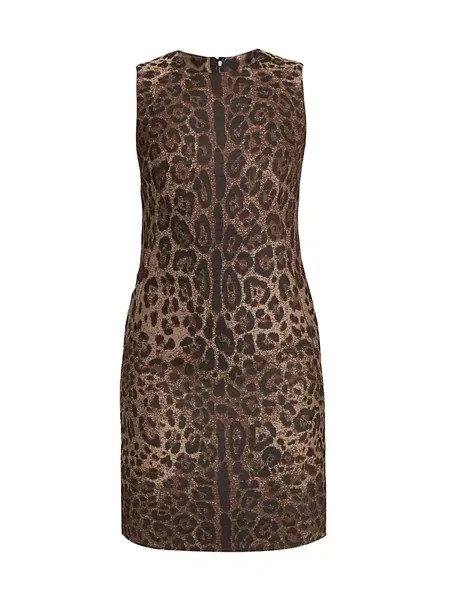 Мини-платье из жаккардовой шерсти с леопардовым принтом Dolce&Gabbana, леопард