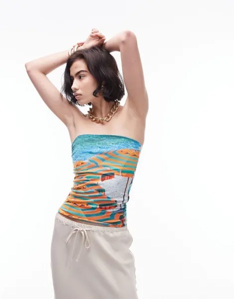 Разноцветный пляжный зонтик Topshop