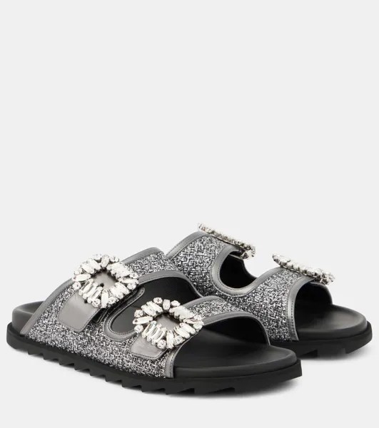 Босоножки с декором Slidy Viv' Roger Vivier, цвет grigio me+cenere sc
