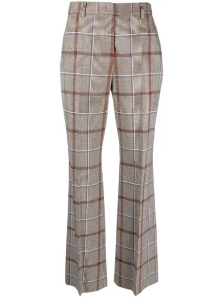 PS Paul Smith check-pattern flared trousers, коричневый