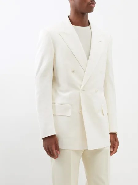 Двубортный костюмный пиджак atticus из твила Tom Ford, белый