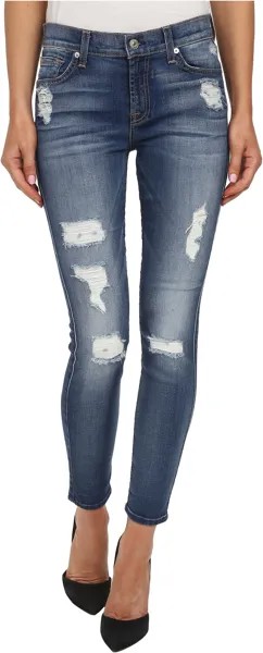 Джинсы 7 For All Mankind The Ankle Skinny w/ Destroy in Distressed Authentic Light 2, цвет Distressed Authentic Light 2