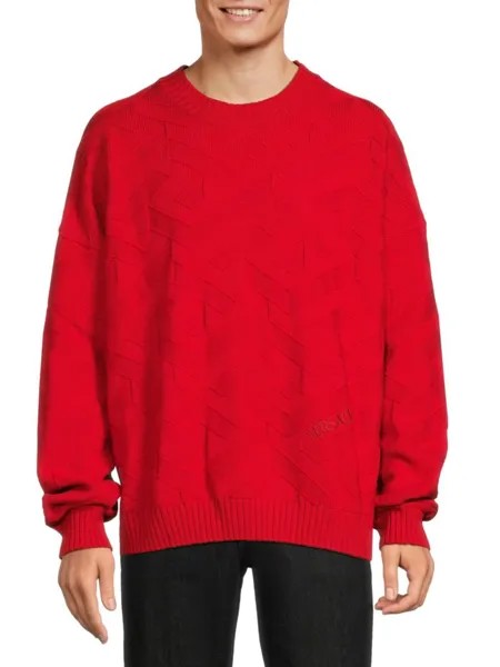 Шерстяной свитер с узором Macro Greca Versace, красный