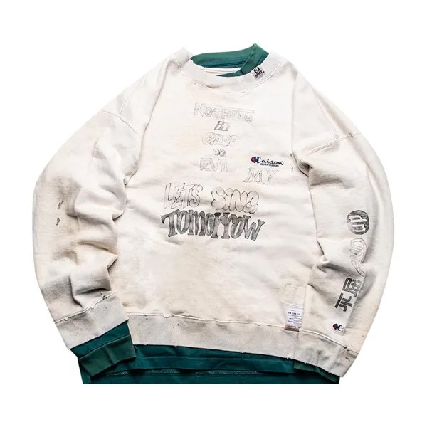 Пуловер Maison Mihara Yasuhiro Sing Tomorrow Pullover 'White/Green', белый