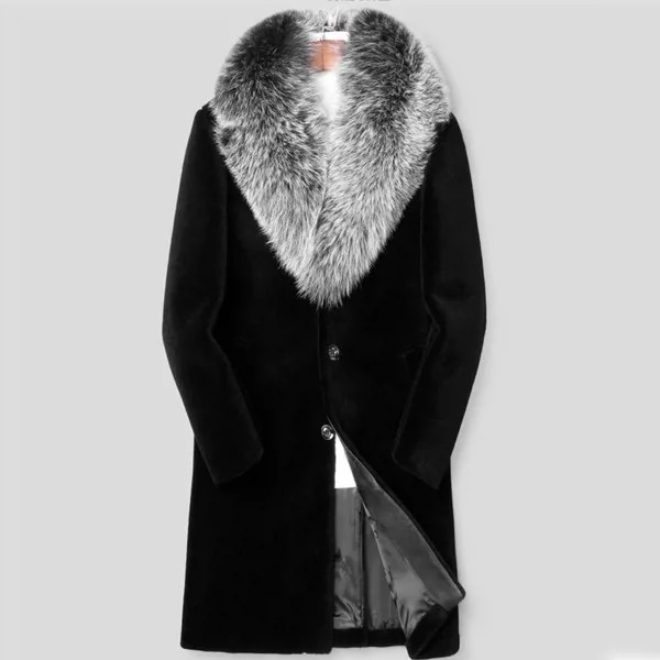 Lugentolo длинное пальто из искусственного меха Мужская зимняя модная свободная длинная норковая куртка с лацканами однобортная мужская зимняя куртка