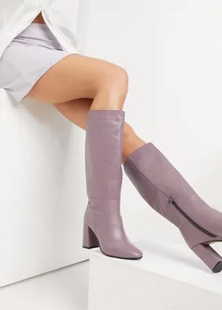Кожаные сапоги лавандового цвета ASOS DESIGN-Фиолетовый