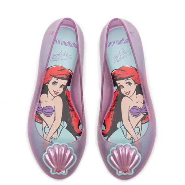 Розовые нарядные туфли принцессы Диснея для маленьких девочек Mini Melissa Little Mermaid Ariel