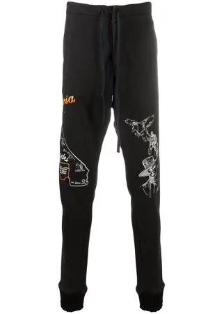Greg Lauren зауженные спортивные брюки с вышитым логотипом
