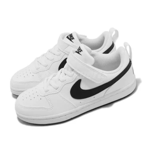 Бело-черные повседневные кроссовки для детей дошкольного возраста Nike Court Borough Low Recraft DV5457-104