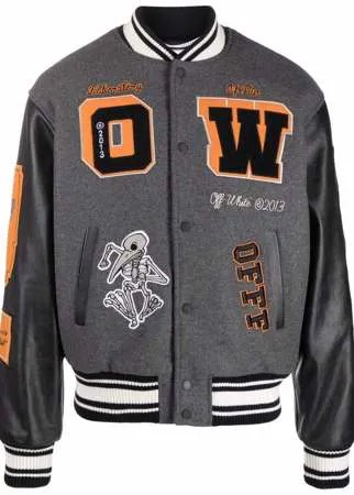 Off-White бомбер с нашивками
