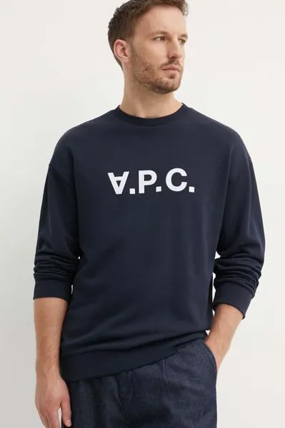 Хлопковая толстовка A.P.C., темно-синий