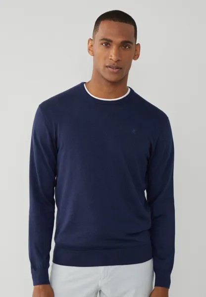 Вязаный свитер CREW Hackett London, цвет navy