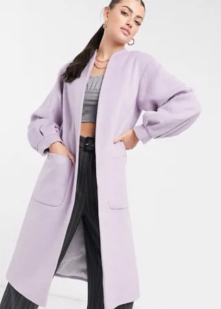 Сиреневое пальто из ткани с добавлением шерсти и с объемными рукавами Helene Berman-Фиолетовый цвет