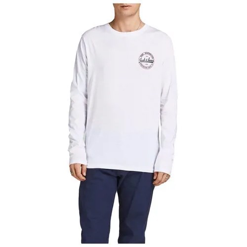 Jack & Jones, футболка мужская С длинными рукавами, Цвет: белый, размер: M