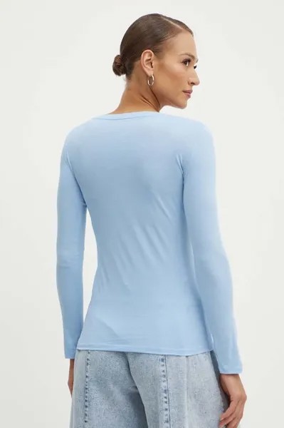 Хлопковая рубашка с длинным рукавом Armani Exchange, синий