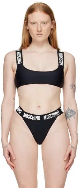 Черный бикини-топ с овальным вырезом Moschino