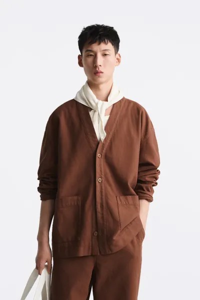 Кардиган мужской ZARA 06917456 коричневый M (доставка из-за рубежа)