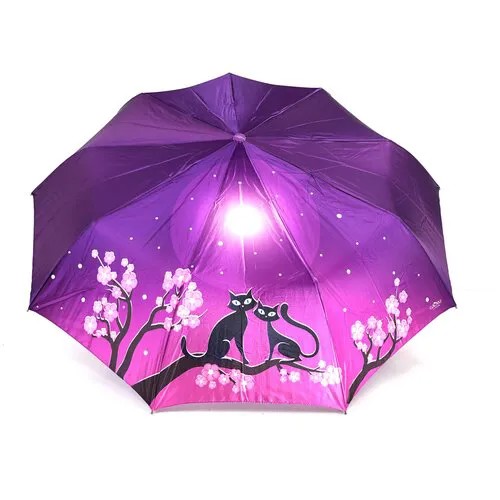 Зонт полуавтомат, купол 100 см., 9 спиц, для женщин, фиолетовый