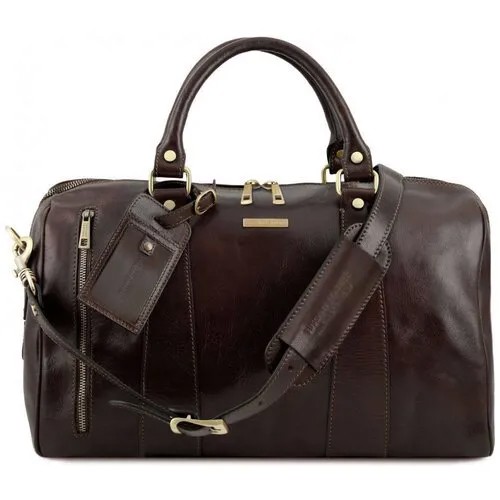 Дорожная кожаная сумка Tuscany Leather Voyager даффл малый размер TL141216 Темно- коричневый