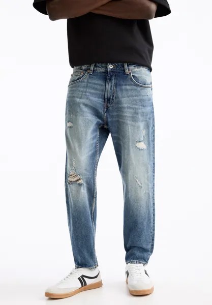 Джинсы узкого кроя PULL&BEAR, синий деним