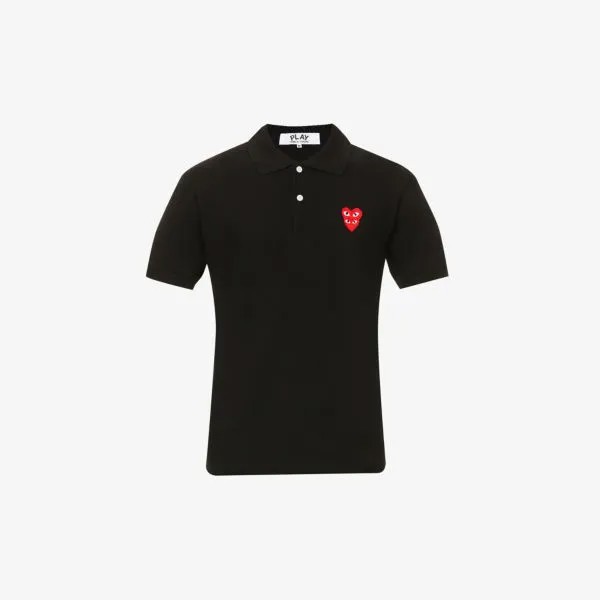 Рубашка-поло из хлопка с принтом в виде сердца Comme des Garçons, черный