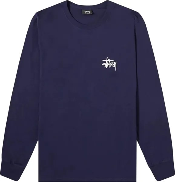 Лонгслив Stussy Basic Long-Sleeve Tee 'Navy', синий