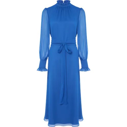Платье The Robe, вискоза, вечернее, полуприлегающее, миди, размер l, синий