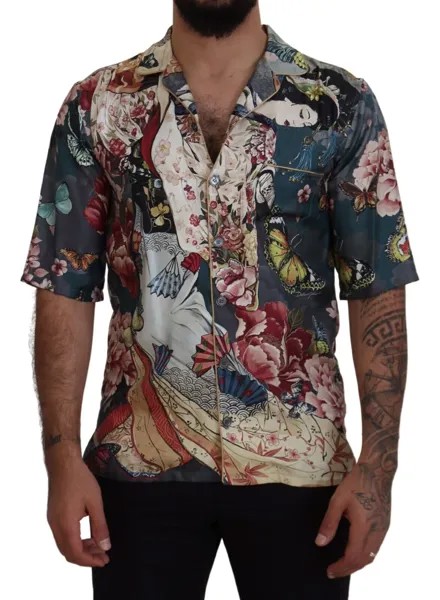 DOLCE - GABBANA Повседневная шелковая рубашка с разноцветным цветочным принтом 38/US15/XS Рекомендуемая розничная цена 930 долларов США