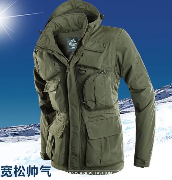Зимняя рыболовная куртка, водонепроницаемая одежда для рыбалки, теплая Съемная жилетка для рыбалки, спортивное пальто для рыбалки, Мужская ...