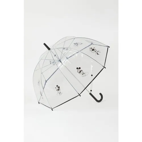 Зонт-трость H&M, прозрачный, бесцветный, черный