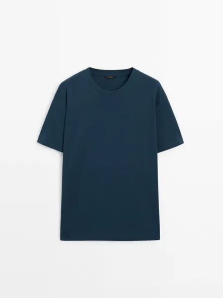 Футболка с короткими рукавами и круглым вырезом Massimo Dutti, синий