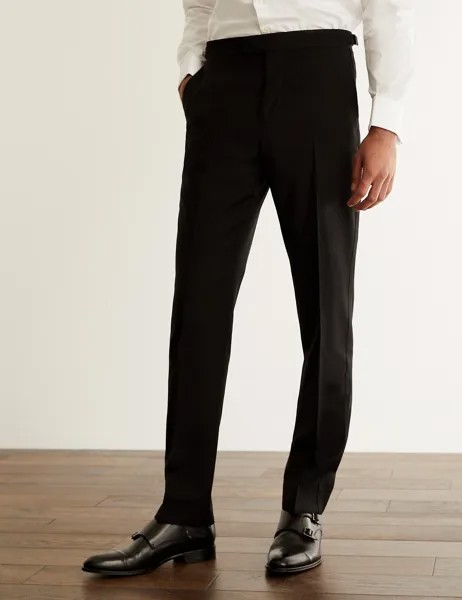 Итальянские брюки-смокинг из чистой шерсти приталенного кроя JAEGER, черный