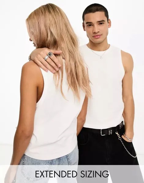 Белая укороченная майка унисекс с окантовкой Calvin Klein, эксклюзивно для ASOS