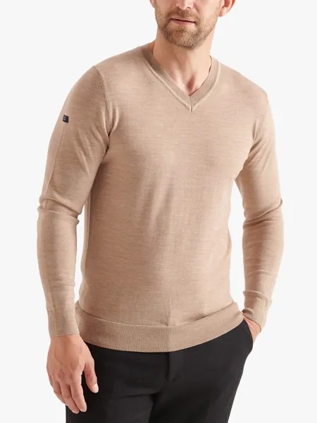 Джемпер из мериносовой шерсти Superdry с V-образным вырезом, цвет Cookie