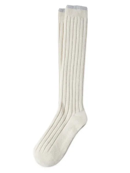 Кашемировые носки в рубчик в китайском стиле Brunello Cucinelli, бежевый