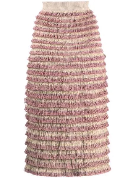 Burberry Pre-Owned юбка 2000-х годов с бахромой