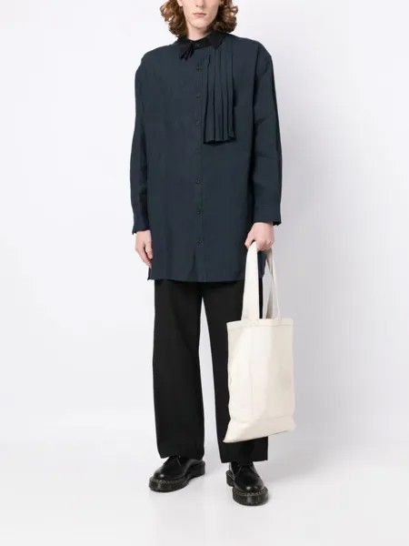 Yohji Yamamoto рубашка со складками, синий